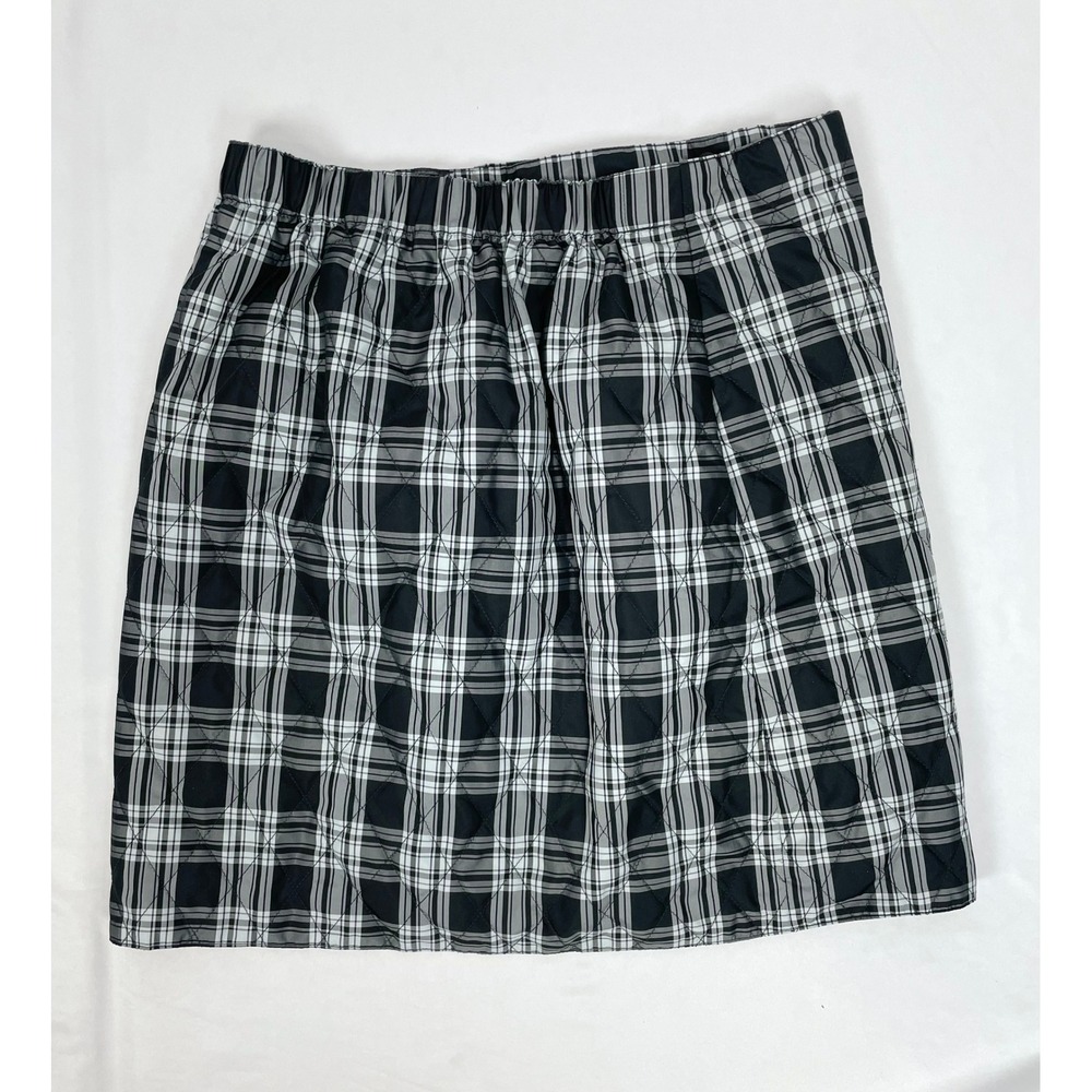 Uniqlo Women Small Black White Plaid Wrap Skirt Preppy Dark Academia